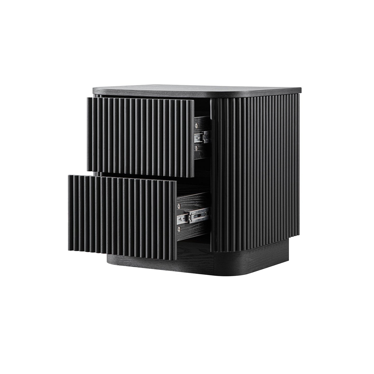 Table de chevet Maru à 2 tiroirs, noire