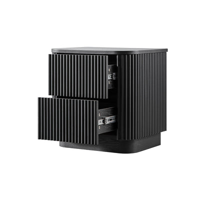 Table de chevet Maru à 2 tiroirs, noire