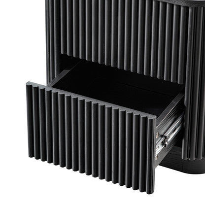 Table de chevet Maru à 2 tiroirs, noire