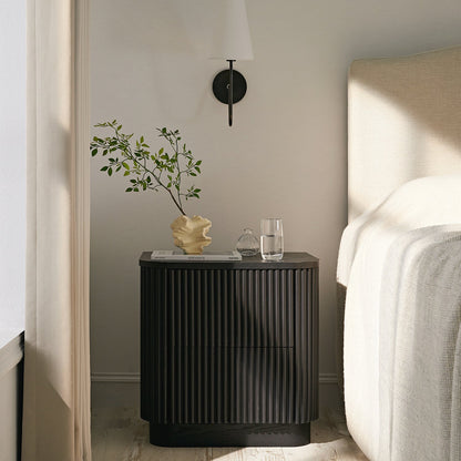 Table de chevet Maru à 2 tiroirs, noire