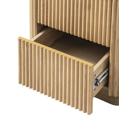 Table de chevet Maru à 2 tiroirs, chêne