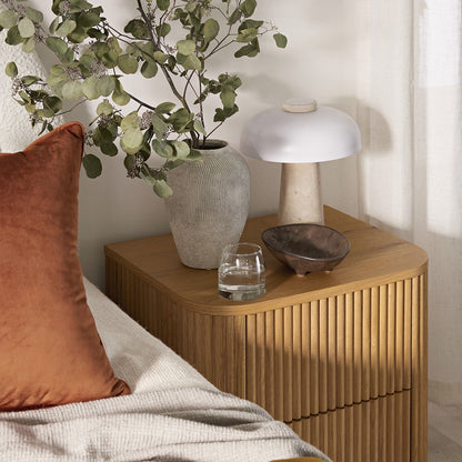 Table de chevet Maru à 2 tiroirs, chêne