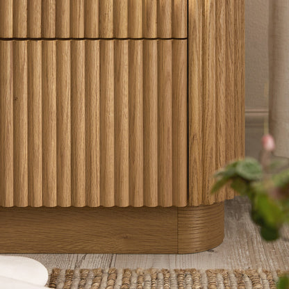 Table de chevet Maru à 2 tiroirs, chêne