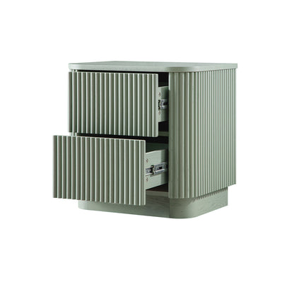 Table de chevet Maru à 2 tiroirs, vert sauge