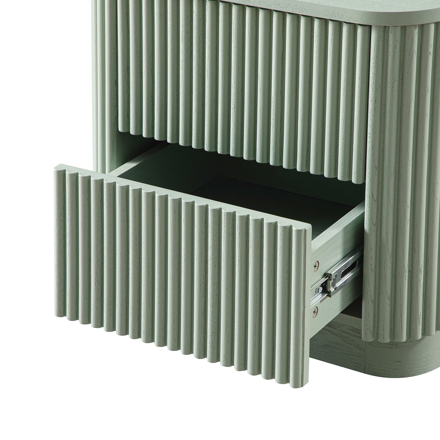 Table de chevet Maru à 2 tiroirs, vert sauge