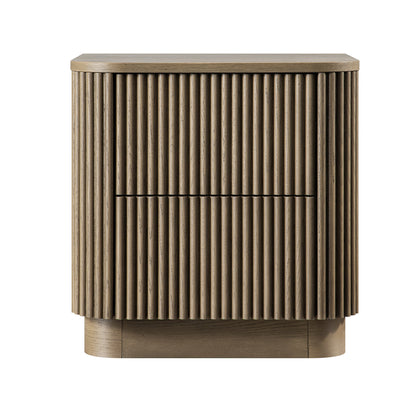 Table de chevet Maru à 2 tiroirs, chêne argenté