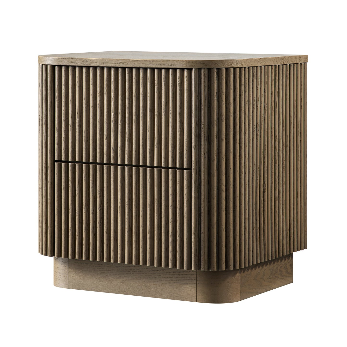 Table de chevet Maru à 2 tiroirs, chêne argenté