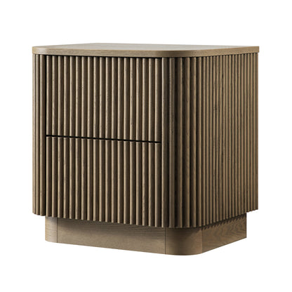 Table de chevet Maru à 2 tiroirs, chêne argenté