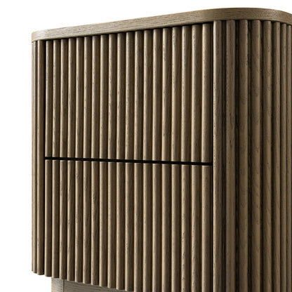 Table de chevet Maru à 2 tiroirs, chêne argenté