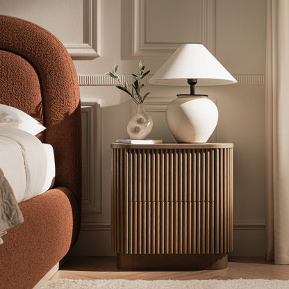 Table de chevet Maru à 2 tiroirs, chêne argenté