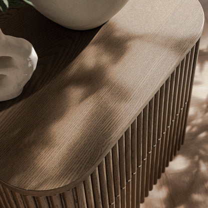 Table de chevet Maru à 2 tiroirs, chêne argenté