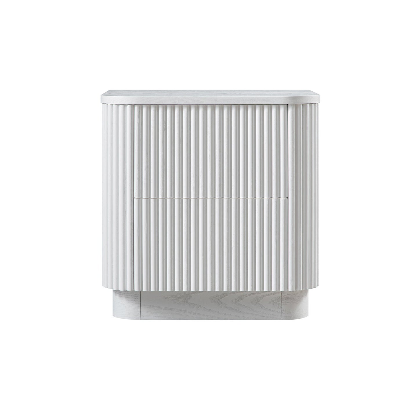 Table de chevet Maru à 2 tiroirs, blanc délavé