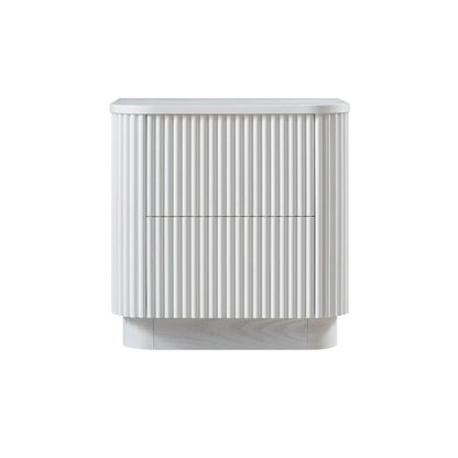 Table de chevet Maru à 2 tiroirs, blanc délavé