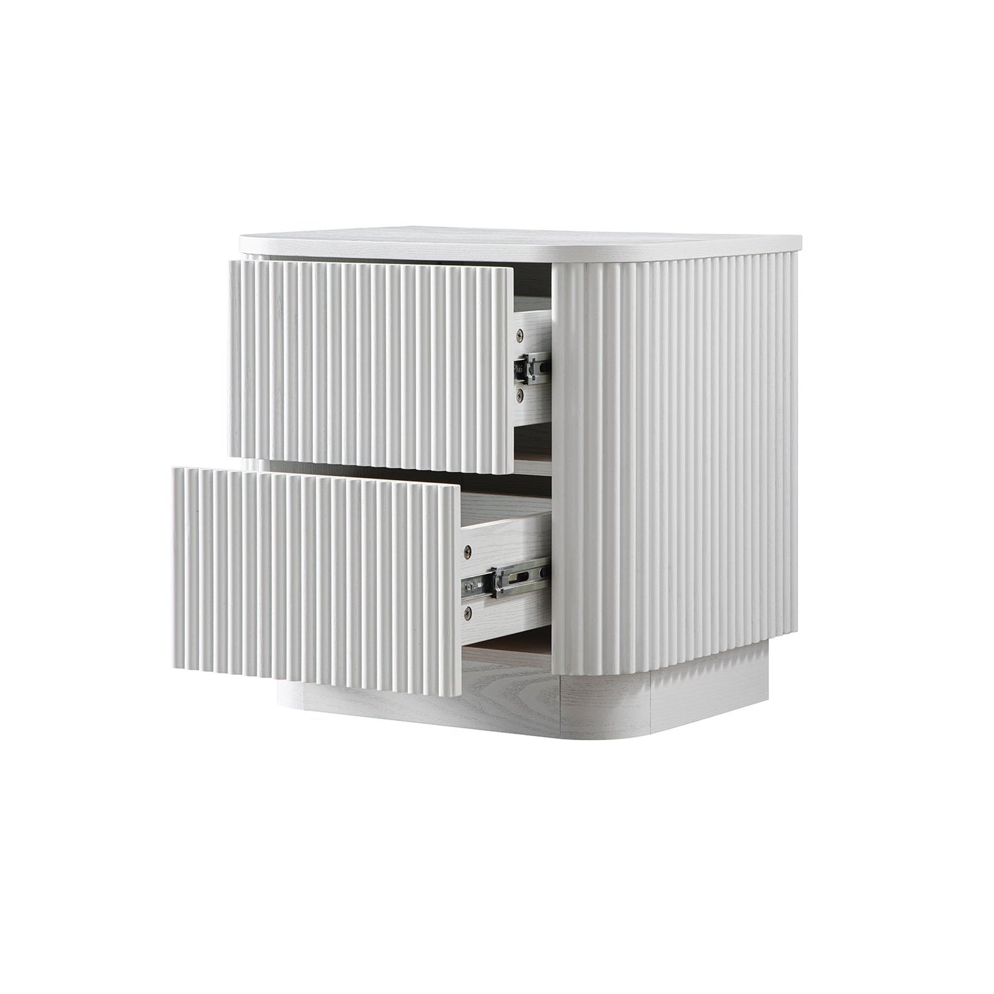 Table de chevet Maru à 2 tiroirs, blanc délavé