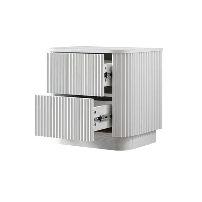 Table de chevet Maru à 2 tiroirs, blanc délavé