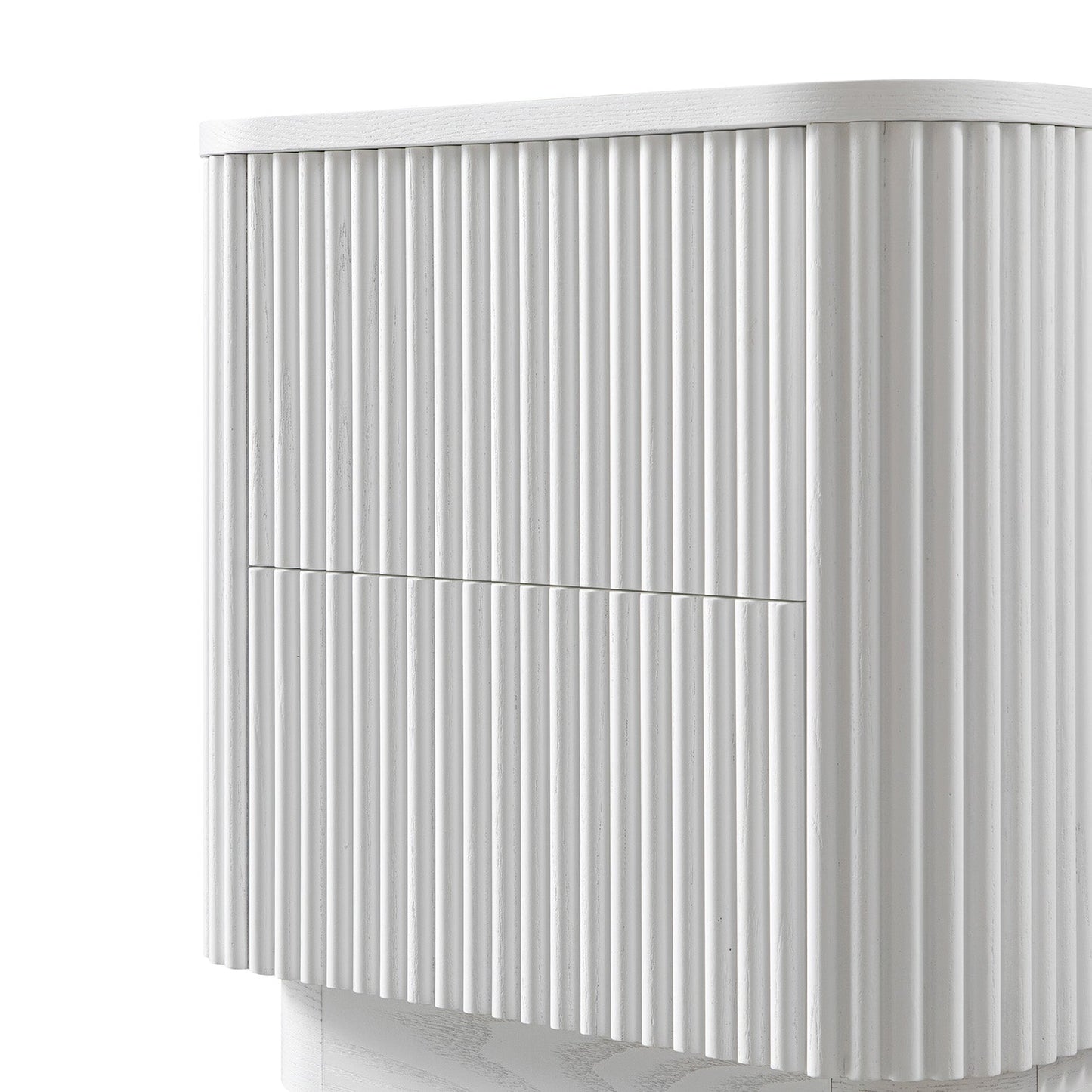 Table de chevet Maru à 2 tiroirs, blanc délavé