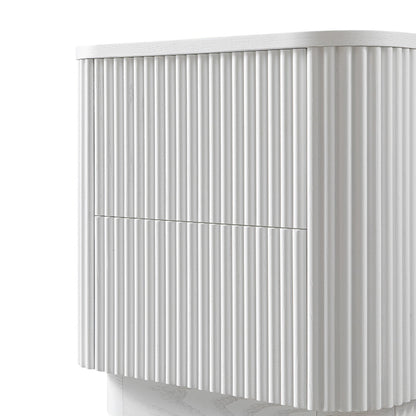 Table de chevet Maru à 2 tiroirs, blanc délavé