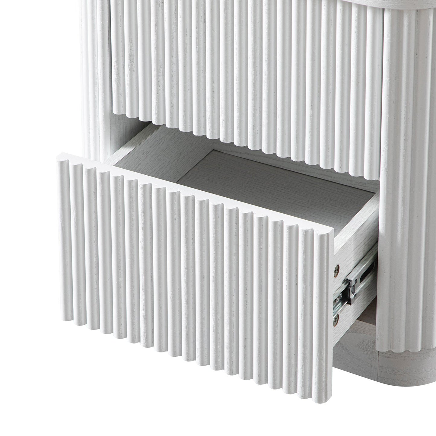 Table de chevet Maru à 2 tiroirs, blanc délavé