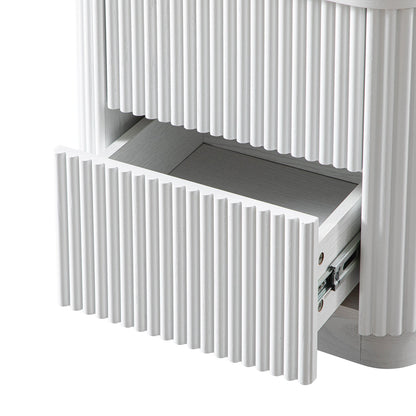 Table de chevet Maru à 2 tiroirs, blanc délavé