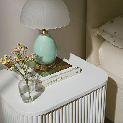 Table de chevet Maru à 2 tiroirs, blanc délavé