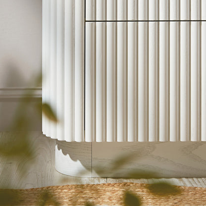 Table de chevet Maru à 2 tiroirs, blanc délavé