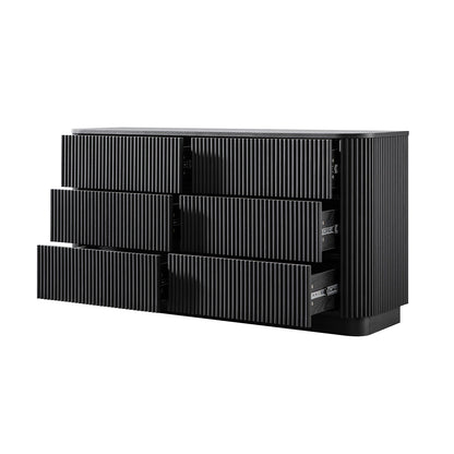 Commode Maru à 6 tiroirs, noire