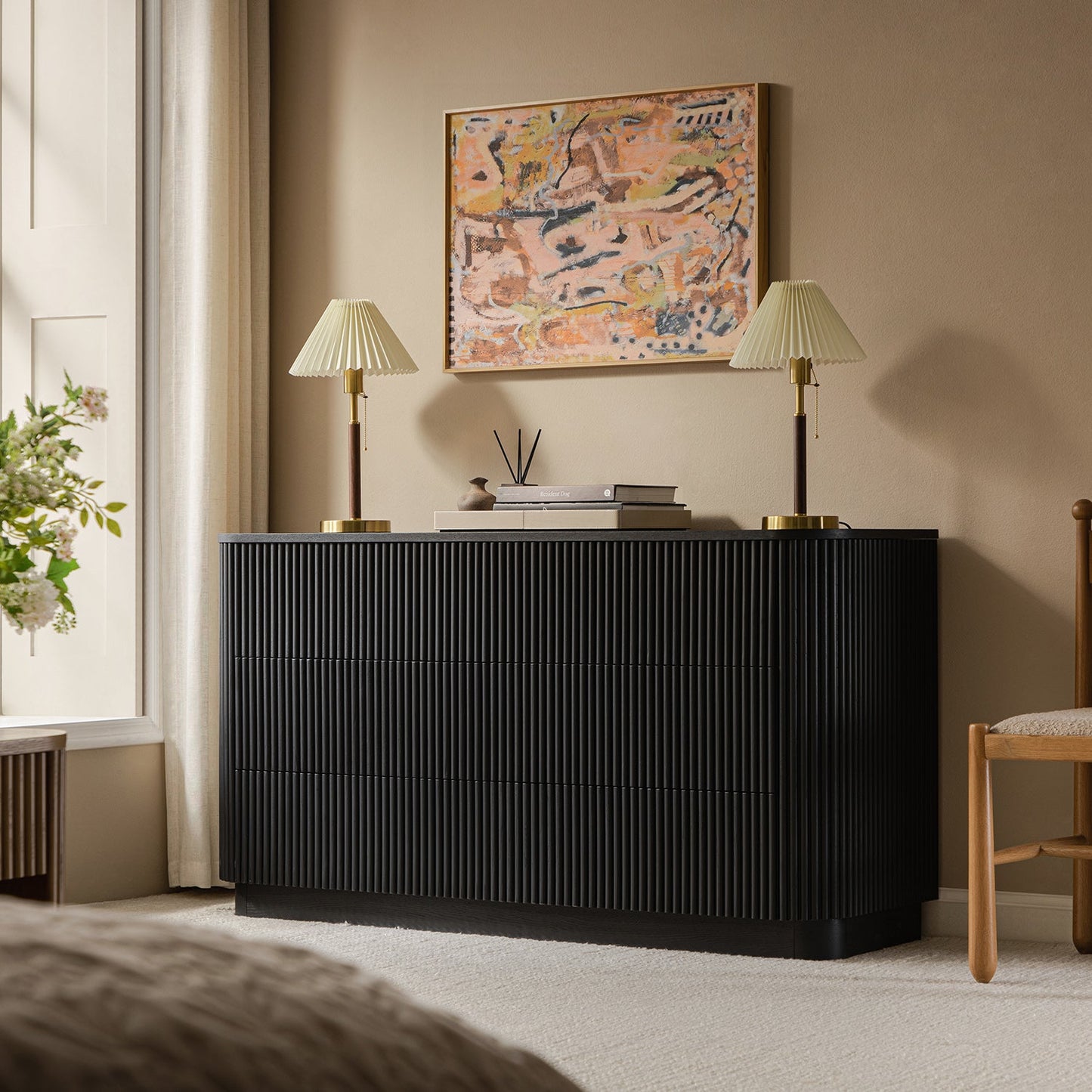 Commode Maru à 6 tiroirs, noire