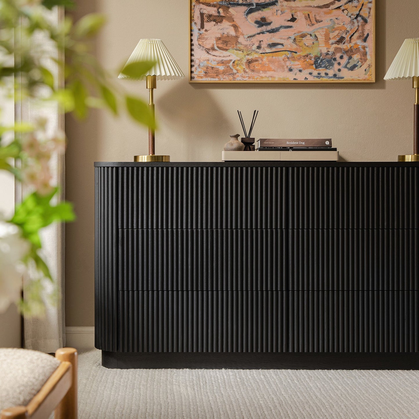 Commode Maru à 6 tiroirs, noire