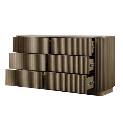 Commode Maru à 6 tiroirs, chêne argenté