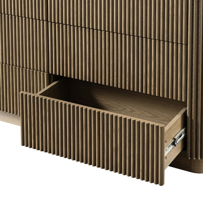 Commode Maru à 6 tiroirs, chêne argenté