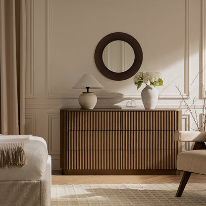 Commode Maru à 6 tiroirs, chêne argenté