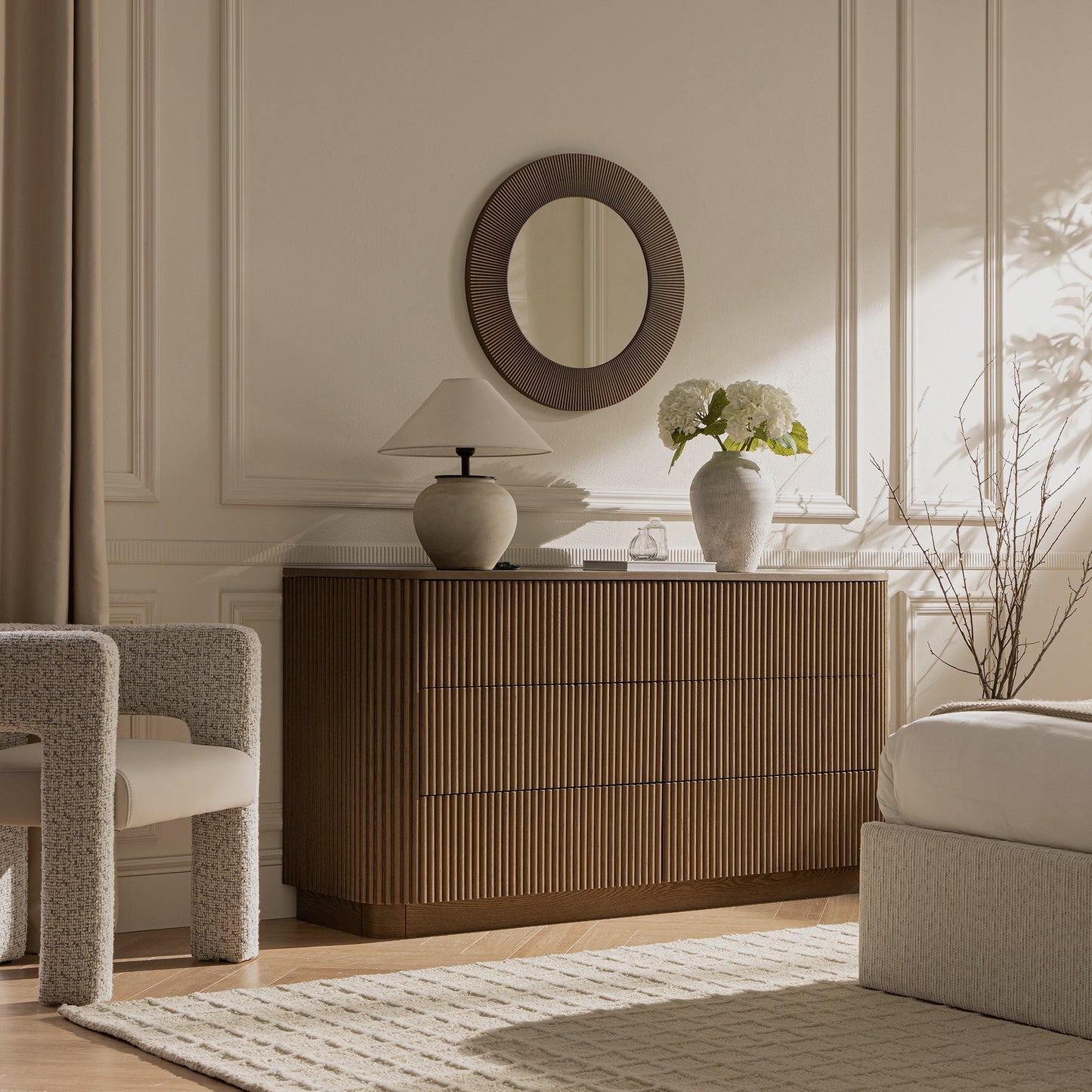 Commode Maru à 6 tiroirs, chêne argenté