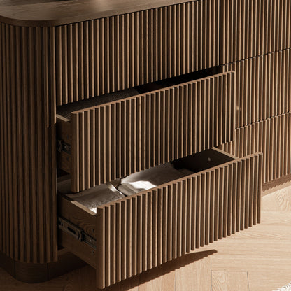 Commode Maru à 6 tiroirs, chêne argenté