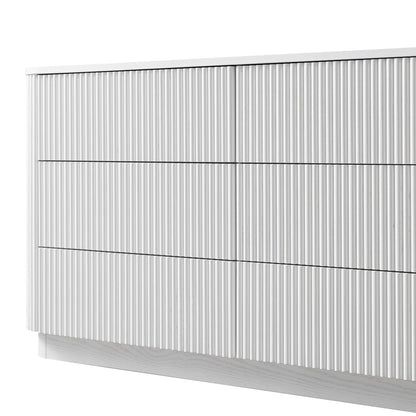 Commode Maru à 6 tiroirs, blanc délavé