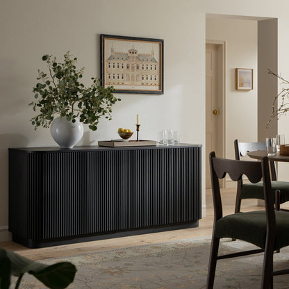 Grand buffet 4 portes Maru, noir
