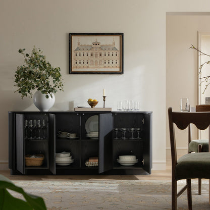 Grand buffet 4 portes Maru, noir