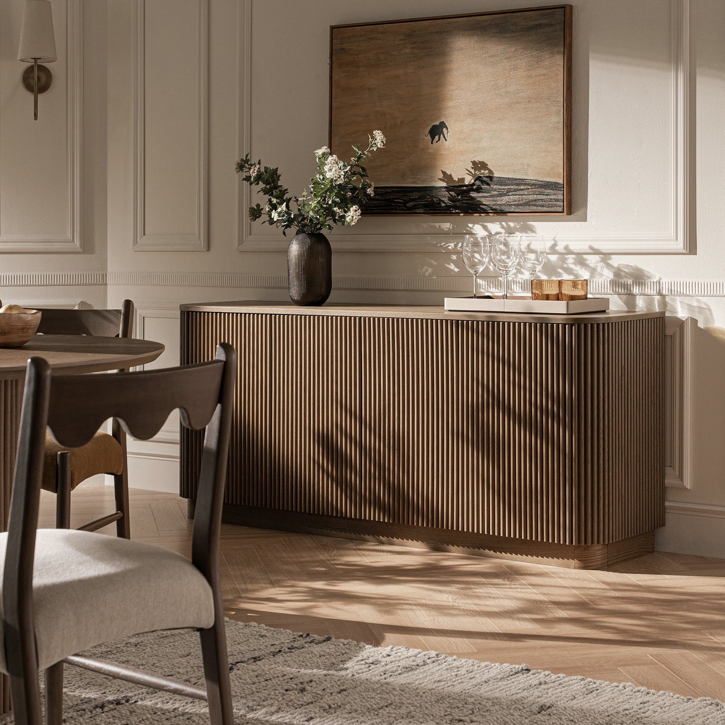 Grand buffet 4 portes Maru, chêne argenté