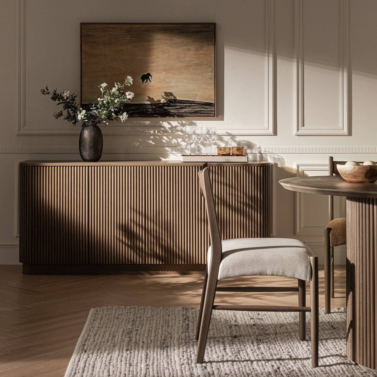 Grand buffet 4 portes Maru, chêne argenté