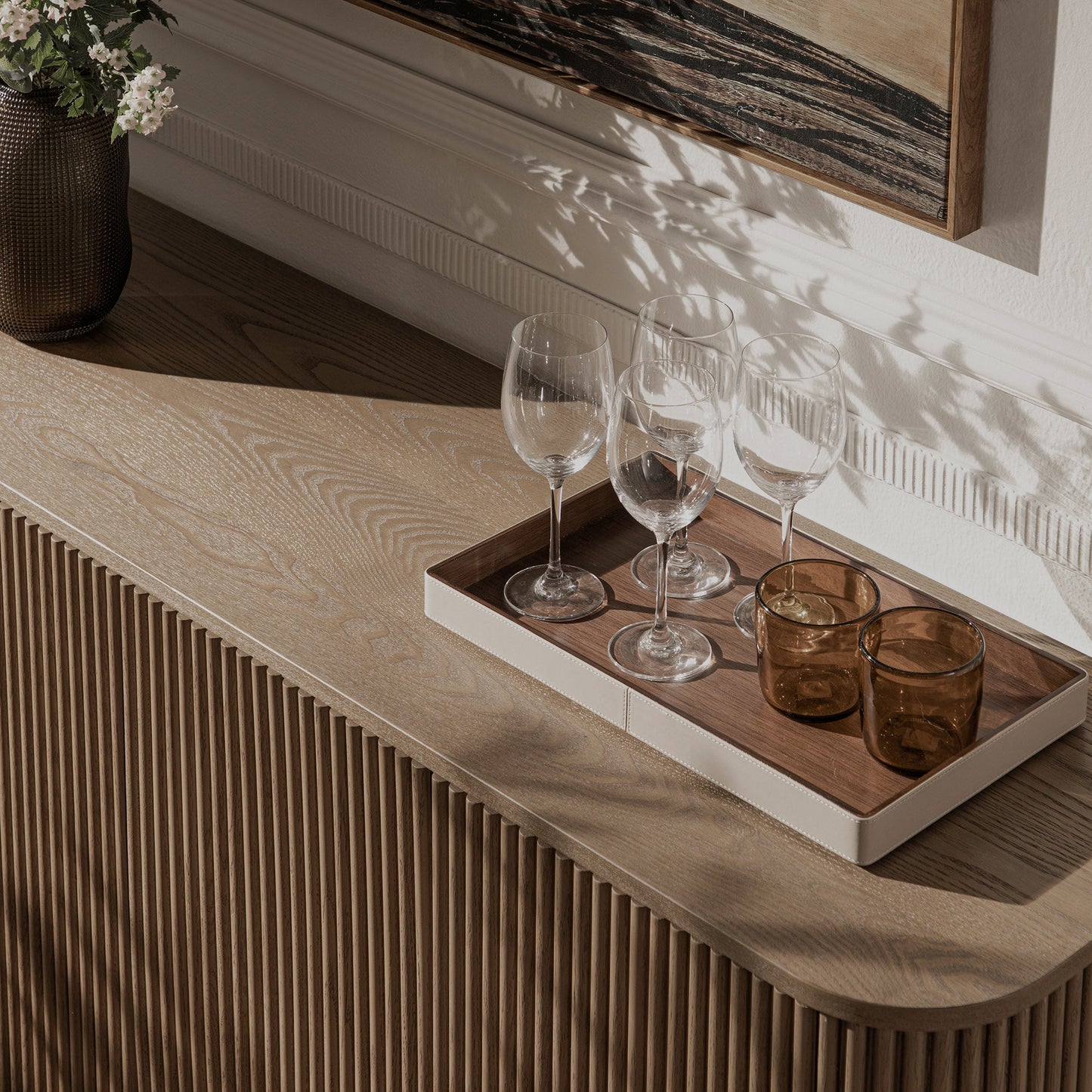 Grand buffet 4 portes Maru, chêne argenté