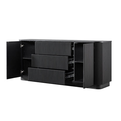 Grand buffet Maru à 2 portes et tiroirs, noir