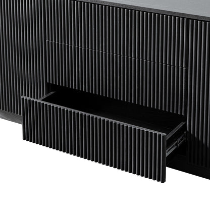 Grand buffet Maru à 2 portes et tiroirs, noir