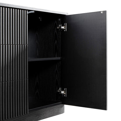 Grand buffet Maru à 2 portes et tiroirs, noir