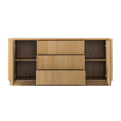 Grand buffet Maru à 2 portes et tiroirs, chêne