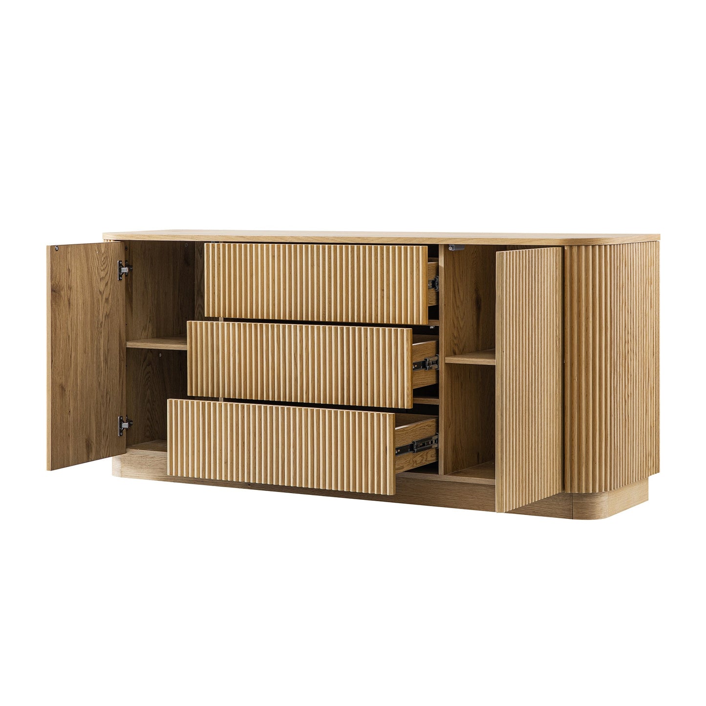 Grand buffet Maru à 2 portes et tiroirs, chêne