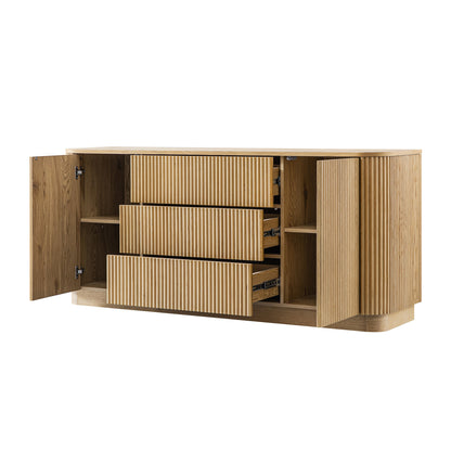 Grand buffet Maru à 2 portes et tiroirs, chêne