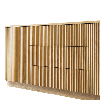 Grand buffet Maru à 2 portes et tiroirs, chêne