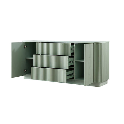 Grand buffet Maru à 2 portes et tiroirs, vert sauge