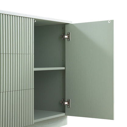 Grand buffet Maru à 2 portes et tiroirs, vert sauge