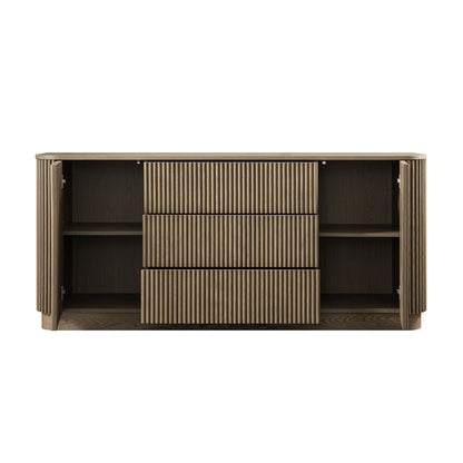 Grand buffet Maru à 2 portes et tiroirs, chêne argenté