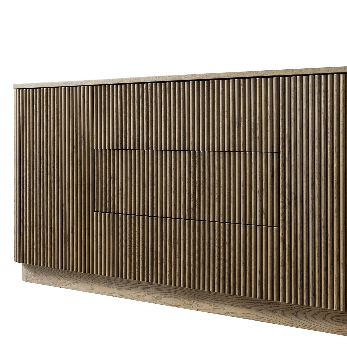 Grand buffet Maru à 2 portes et tiroirs, chêne argenté